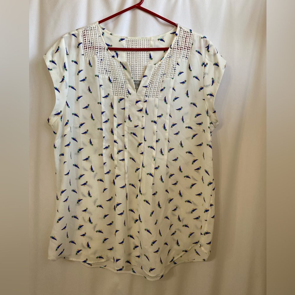 Daniel Rainn Estefany Lace Detail Split Neck Blousr